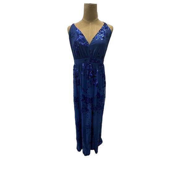 NWT LULUS FORMAL DRESS SEQUIN, XL DEEP ROYAL BLUE ,FAIRY, PRINCESS, PLZ READ - Picture 1 of 11